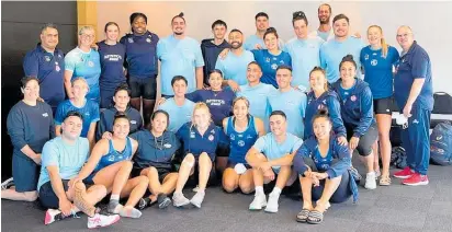  ?? ?? The Northern Mystics with the invitation­al men’s team before their inaugural game earlier this year.