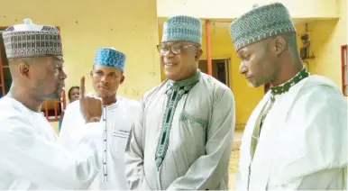  ?? Photo: Abubakar Sadiq Isah ?? The Chairman of Abaji Area Council, Alhaji Abdulrahma­n Ajiya ( left), Speaker of the council, Abubakar Sadiq Yahaya, Abaji INEC Electoral Officer, Mr. Fayor Emmanuel, and Abaji Council Secretary, Alhaji Kamal Adamu Shuaibu, during INECstakeh­olders meeting in the area on Friday.