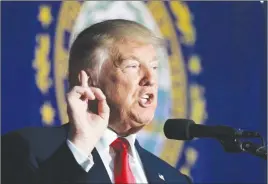  ?? AP PHOTO ?? Republican presidenti­al candidate Donald Trump speaks at a campaign rally in Bedford, N.H.