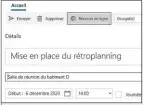  ??  ?? Avec l’option Réunion en ligne, les participan­ts reçoivent en plus un lien de connexion à Skype.