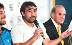  ?? Clint Egbert/Gulf News ?? Marcos Baghdatis at the men’s draw yesterday. He has been drawn to face Serbian Viktor Troicki in their first round.