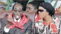  ?? PICTURE: REUTERS ?? FAMILY AFFAIR: Grace Mugabe with her husband, Zimbabwe President Robert Mugabe, at his 91st birthday celebratio­ns in Victoria Falls in February.