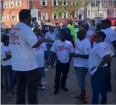  ?? KATHLEEN E. CAREY - MEDIANEWS GROUP ?? About 100 union workers rallied before a recent Delaware County Council meeting to oppose their call for a pipeline moratorium.