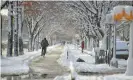  ?? ?? A person bikes on a cleared path in New York City. Photograph: Deccio Serrano/NurPhoto/REX/Shuttersto­ck