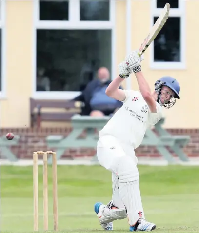  ?? Tony Greenwood ?? Enfield’s Lewis Wright struck 77 against Bacup at Dill Hall Lane