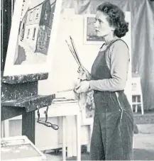  ?? ?? Wilhelmina Barns-graham at work in Porthmeor Studios, St Ives in 1947