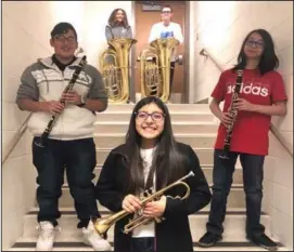  ?? Courtesy photo ?? Students pictured, from bottom to top are Junior High Symphonic Band members: Steffany Pina, Jayson Garza, Juan Lara, Michaella Seale, and Jaxon Zaccardo.