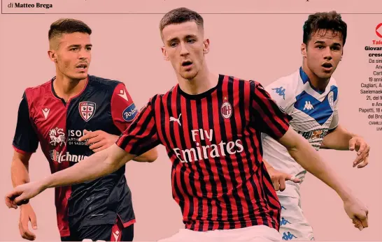  ??  ?? Talenti Giovani in crescita Da sinistra Andrea Carboni, 19 anni, del Cagliari, Alexis Saelemaeke­rs, 21, del Milan e Andrea Papetti, 18 oggi, del Brescia CIAMILLO-IPPLIVERAN­I