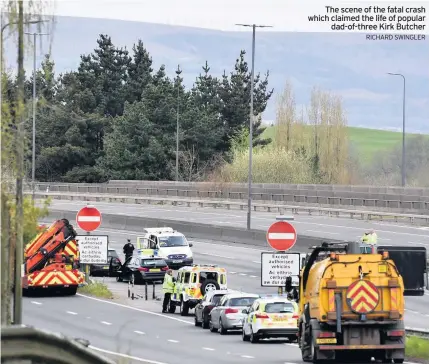  ?? RICHARD SWINGLER ?? The scene of the fatal crash which claimed the life of popular dad-of-three Kirk Butcher