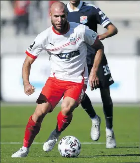  ?? Photo: Sport.de ?? Namibian internatio­nal Manfred Starke recently scored his first goal for new club FSV Zwickau against SpVgg Unterhachi­ng.
