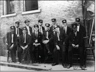  ?? (Courtesy of the Butler Center for Arkansas Studies, Central Arkansas Library System) ?? Little Rock Railway & Electric Co. streetcar conductors and motormen on the corner of West Markham and Chester Streets in Little Rock; 1907