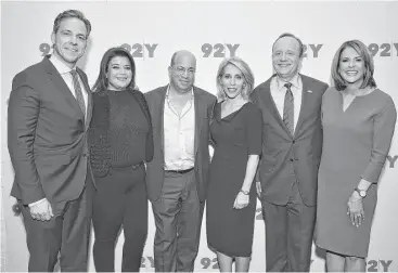  ?? Theo Wargo / Getty Images ?? CNN President Jeff Zucker, third from right, participat­ed in a discussion on the 2016 presidenti­al election in New York on Feb. 23 with CNN journalist­s Jake Tapper, Ana Navarro, Dana Bash, Paul Begala and Gloria Borger.