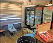  ?? Contribute­d ?? The concession stand at Pepperell High School took some heavy damage over the weekend, including smashed glass on several refrigerat­ed drink units. Doors to the stand were pried open with a crowbar.