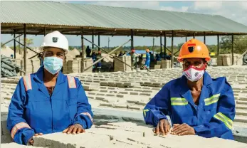  ?? ?? Directors at Turf Brick Moulding company, the female-led enterprise, at their operations
in Ngezi