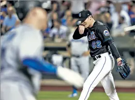  ?? Corey Sipkin ?? NOT HOW HE DREW IT UP: Drew Smith tries to regroup after giving up an eighth-inning homer to Garrett Cooper on Friday. Smith’s ERA has jumped from 1.99 on June 28 to 3.06 after the Mets’ loss Friday to the Marlins.
