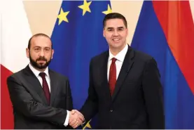  ?? ?? Minister for Foreign Affairs of Armenia in our country, Ararat Mirzoyan and Minister for Foreign and European Affairs and Trade, Ian Borg