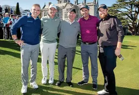  ?? INPHO ?? Stars are out: Paul McGinley, Rory McIlroy, JP McManus, Pádraig Harrington and Shane Lowry after the round at Adare Manor