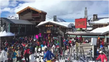  ??  ?? La Folie Douce is the cheesiest and most fun place for apres ski in Val D’Isere