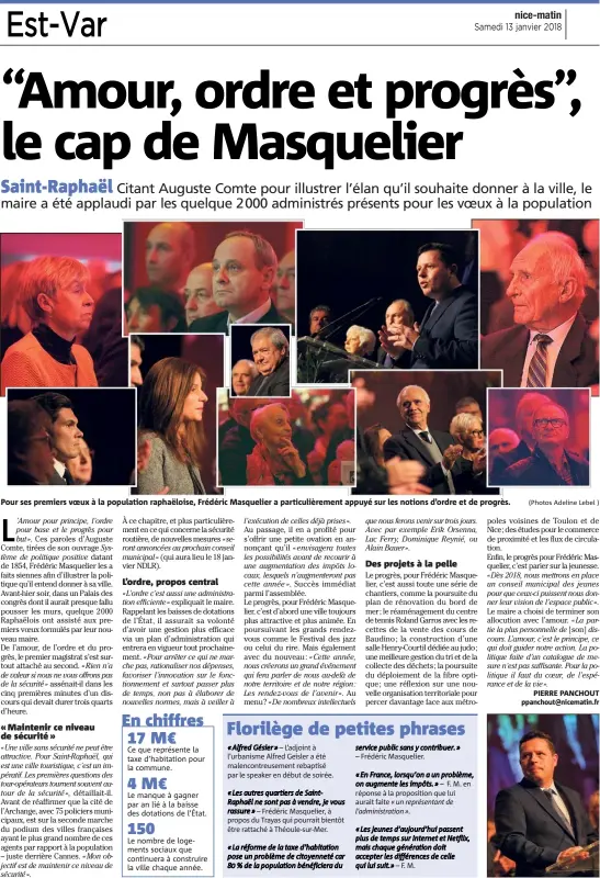  ?? (Photos Adeline Lebel ) ?? Pour ses premiers voeux à la population raphaëlois­e, Frédéric Masquelier a particuliè­rement appuyé sur les notions d’ordre et de progrès.