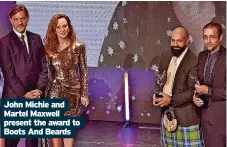  ?? ?? John Michie and Martel Maxwell present the award to Boots And Beards