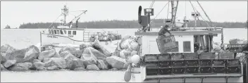  ?? TINA COMEAU ?? Landing traps at the completion of a previous lobster season. Questions remain within the lobster industry in southweste­rn Nova Scotia pertaining to at-sea monitoring that DFO has said will be implemente­d in some form in the future.