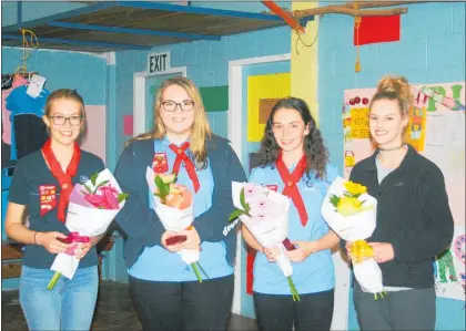  ?? Photo / Supplied ?? Cambridge Queens Guide Award recipients, from left, Cheyenne Sills, Emma Boggiss, Charlotte Walker and Christy Lion-Cachet.