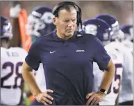  ?? Chris O'Meara / Associated Press ?? Coach Randy Edsall and the UConn football team has had a rough go of it this season, but the Huskies have a chance to use Saturday’s effort in a loss to South Florida as a turning point to the season.