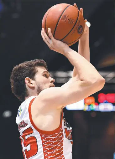  ?? Picture: AAP ?? MAKING MARK: Clint Steindl of the Wildcats shoots during the round 10 NBL match between the Brisbane Bullets and the Perth team at the Brisbane Convention Centre on December 21.