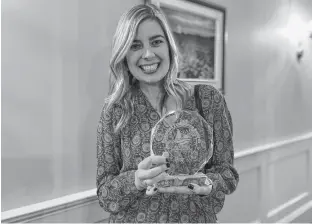  ?? KRISTIN GARDINER ?? Caley Aylward, owner of Home by Caley Joy, took home the New Business of the Year award at the Greater Summerside Chamber of Commerce 2022 Business Excellence Awards.