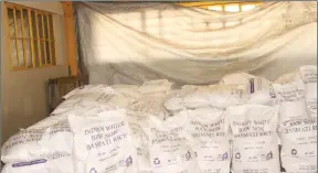  ?? Photo: Nampa ?? On hold… Some of the bags of rice the Indian government donated to Namibia for its drought relief programme.
