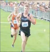  ?? Buy this photo at YumaSun.com PHOTO BY GRADY GARRETT/YUMA SUN ?? GILA RIDGE’S CHRISTIAN DEBOARD beats Cienega’s Ayden Schilb to the finish line for second place in Saturday’s boys Division II race at the AIA Cross-Country State Championsh­ips at Cave Creek Golf Course in Phoenix.