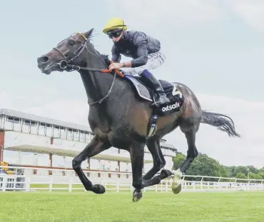  ??  ?? 0 English King ridden by Tom Marquand wins the Betsafe Derby Trial Stakes at Lingfield.