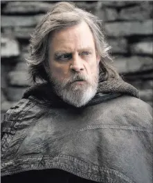  ?? John Wilson ?? Lucasfilm Mark Hamill as Luke Skywalker in “Star Wars: The Last Jedi.” Hamill was surprised by the direction mapped out by Rian Johnson, who wrote and directed the film. “What Rian came up with, I was stunned,” Hamill told The Associated Press this year.