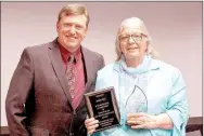  ?? SUBMITTED PHOTO ?? Teacher of the Year Sharon Pierce, right, is pictured with Rocky Comfort Principal Kern Sorrell during an awards ceremony in April.