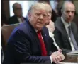  ?? PABLO MARTINEZ MONSIVAIS — THE ASSOCIATED PRESS ?? President Donald Trump speaks during a Cabinet meeting in the Cabinet Room of the White House on Monday in Washington.