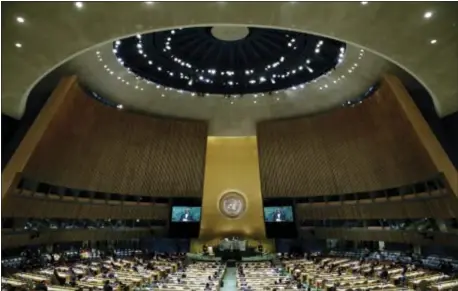  ?? FRANK FRANKLIN II — THE ASSOCIATED PRESS ?? President of Uganda, Yoweri Museveni addresses the headquarte­rs. United Nations General Assembly Tuesday at the United Nations