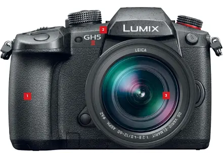  ??  ?? 1 The GH5 II has a big, chunky grip, and it’s a pretty big and chunky MFT camera all-round. 2 Would you upgrade to the GH5 II if you already had a GH5? Probably not. 3 Panasonic’s Lumix G cameras have a good range of profession­alcalibre lenses.