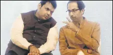  ?? VIDYA SUBRAMANIA­N/HT FILE ?? The latest irritant in the BJPSHIV Sena alliance is an audio clip, in which CM Devendra Fadnavis (left) is heard exhorting party workers to ‘use all means’ to win the bypoll.