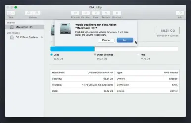  ??  ?? If you can start up in macOS Recovery after a bad crash or freeze, try running Disk Utility’s First Aid feature there.