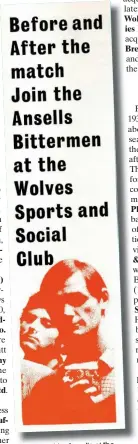  ??  ?? 1974 ad for Ansells at the Wolves Sports and Social Club