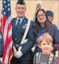  ?? Courtesy photo ?? A member of the CA-782nd Air Force Junior ROTC program, located at Valencia High School, poses with a Meadows Elementary School student and teacher at the Meadows Elementary School’s Veterans Day Ceremony on Nov. 9.