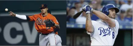  ?? The Associated Press ?? Manny Machado, left, was traded to Los Angeles on Wednesday, while Mike Moustakas remains an attractive target.