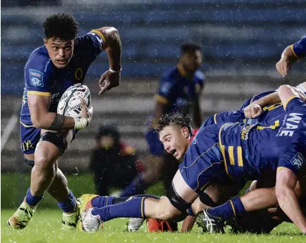  ?? PHOTO: GETTY IMAGES ?? Willie away . . . Otago loose forward Christian LioWillie charges forward during an NPC match against Waikato in Rotorua last year.