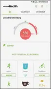  ??  ?? Auf Wunsch überwacht die Samsung Health-App Ernährung und sportliche Aktivitäte­n.