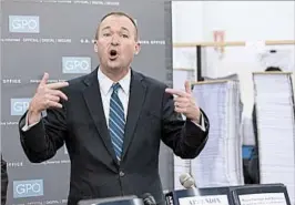  ?? JIM LO SCALZO/EPA ?? Budget director Mick Mulvaney said the spending plan places “taxpayers first.” It forecasts annual economic growth of 3 percent each year versus the 1.9 percent that the CBO sees.