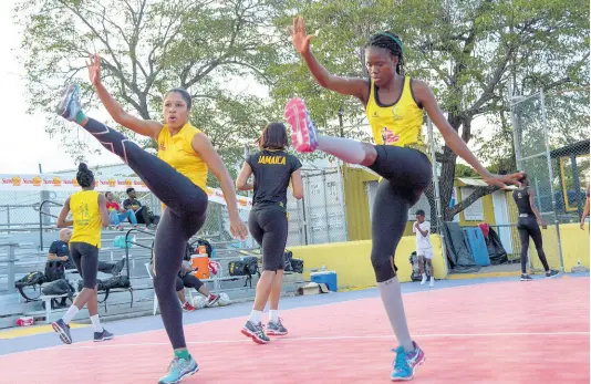  ?? FILE ?? National senior women’s netball team players Adean Thomas (left) and Nicole Dixon go through their paces during a recent training session at the Leila Robinson Courts in Kingston on Wednesday, June 5, 2019.