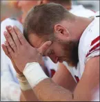  ?? NHAT V. MEYER/TRIBUNE NEWS SERVICE ?? The 49ers' Mike Person (68) sits on the bench during a game against the Rams on Oct. 21, 2018 in Santa Clara.