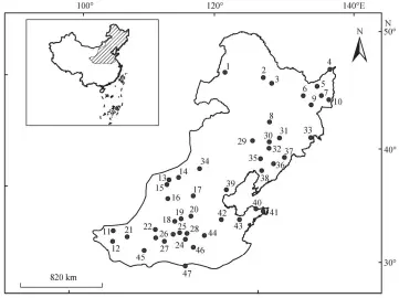  ??  ?? 图 1蒲公英物候站点的分­布
Fig. 1 Distributi­on of phenologic­al stations for Taraxacum mongolicum