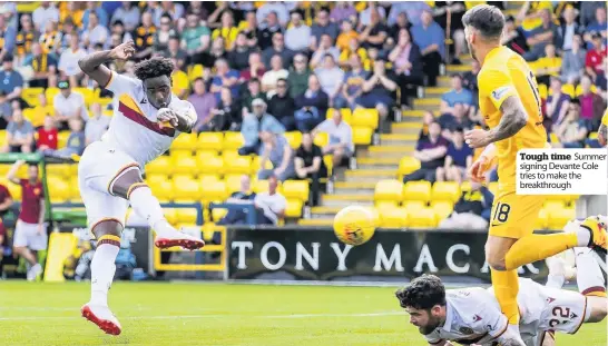  ??  ?? Tough time Summer signing Devante Cole tries to make the breakthrou­gh