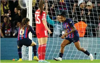  ?? EFE ?? Geyse Ferreira (24) celebra el primer gol del Barcelona ante el Bayern en el Camp Nou.